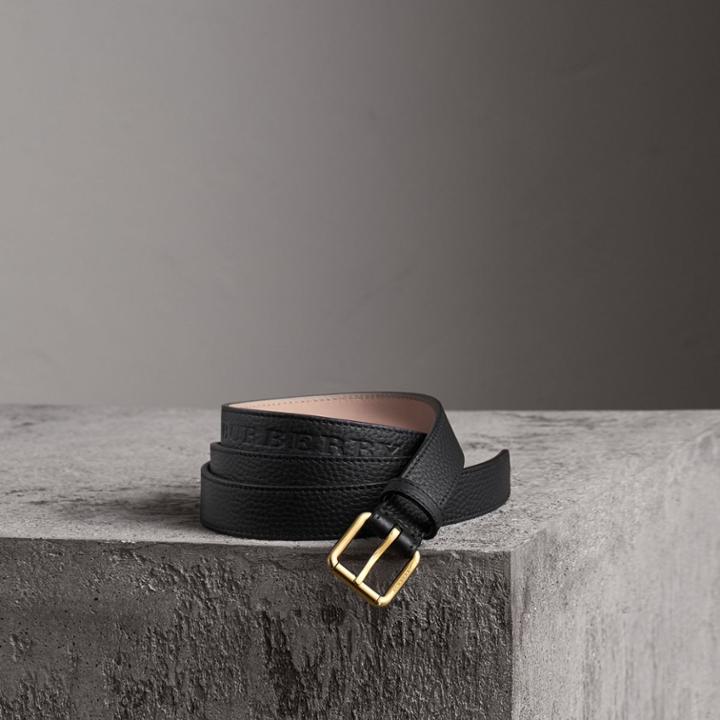Burberry Burberry Embossed Leather Belt, Size: 75, Black