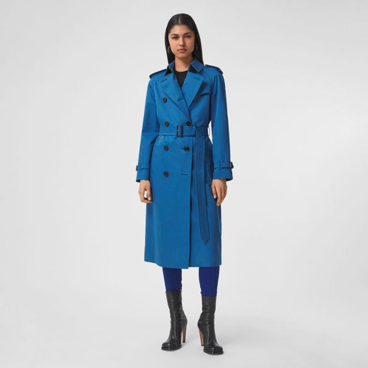 Burberry Burberry Cotton Gabardine Trench Coat, Size: 08, Blue