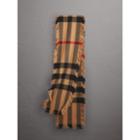 Burberry Burberry Fringed Check Wool Scarf, Brown