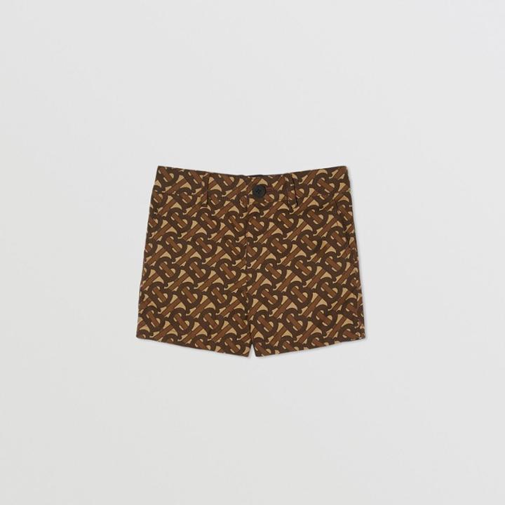 Burberry Burberry Childrens Monogram Print Cotton Tailored Shorts, Size: 2y, Brown