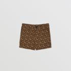 Burberry Burberry Childrens Monogram Print Cotton Tailored Shorts, Size: 2y, Brown
