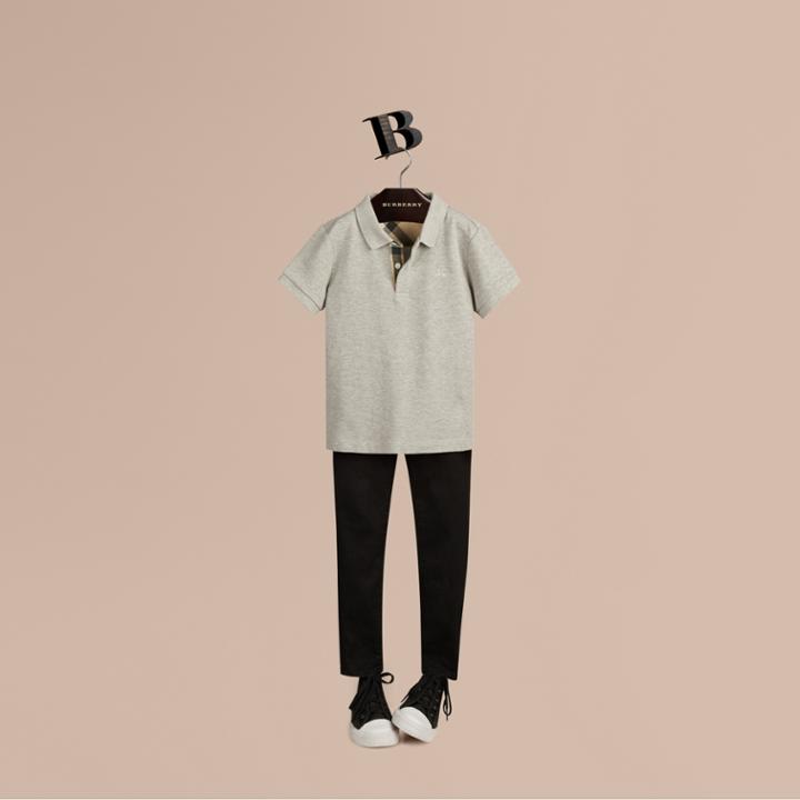 Burberry Burberry Check Placket Polo Shirt, Size: 4y, Grey
