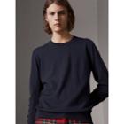 Burberry Burberry Check Detail Merino Wool Sweater, Size: Xl, Blue