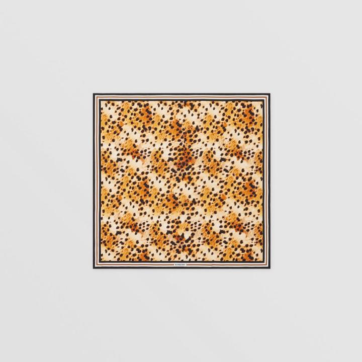 Burberry Burberry Spotted Monkey Print Silk Square Scarf, Brown