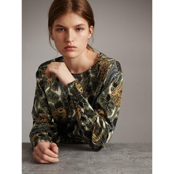 Burberry Burberry Beasts Print Cotton Sweater, Green