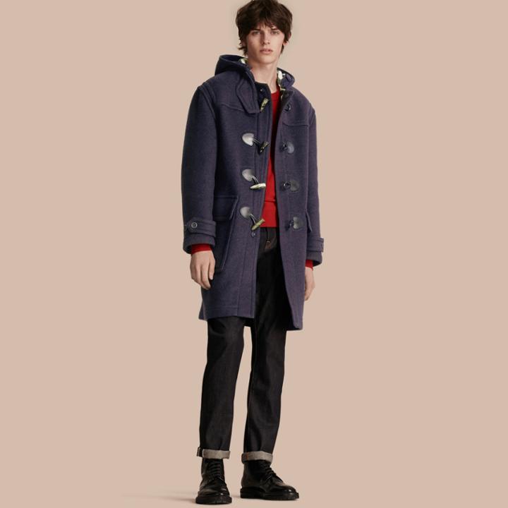 Burberry Burberry Wool-blend Duffle Coat, Size: Xs, Blue