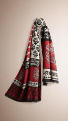 Burberry Patchwork Floral Print Cashmere Scarf