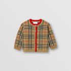Burberry Burberry Childrens Check Merino Wool Jacquard Cardigan, Size: 12m