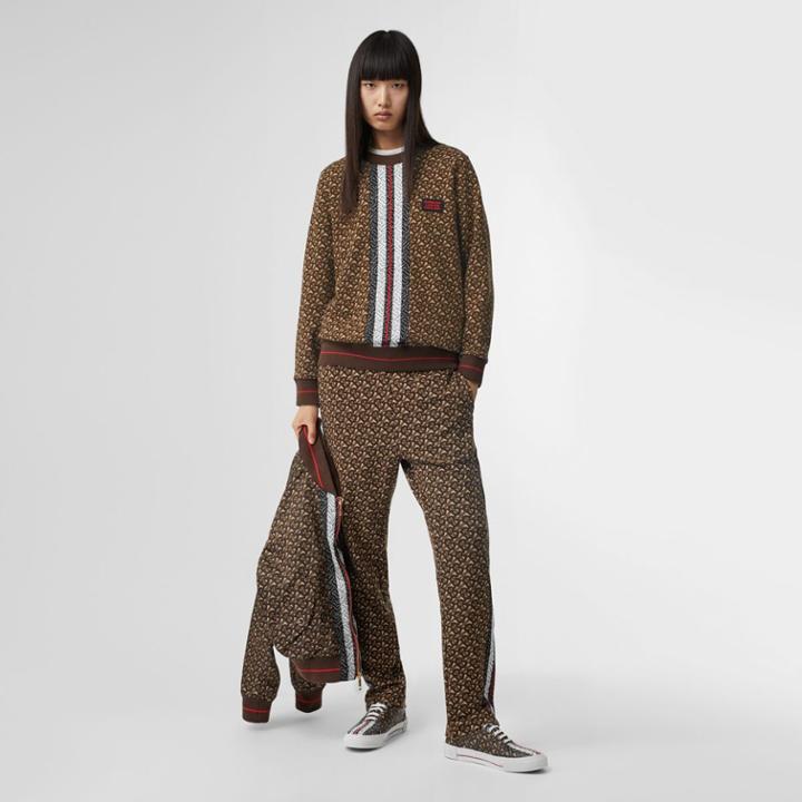 Burberry Burberry Monogram Stripe Print Cotton Oversized Sweatshirt, Bridle Brown