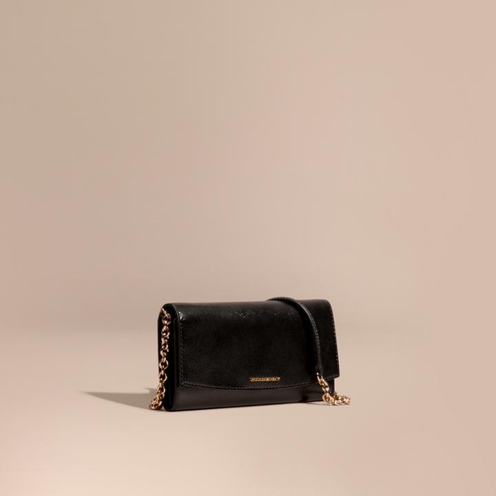 Burberry Burberry Leather Wallet With Chain, Black