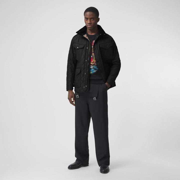 Burberry Burberry Packaway Hood Quilted Thermoregulated Field Jacket, Size: 36, Black