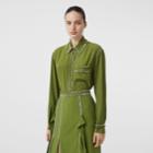 Burberry Burberry Embellished Silk Oversized Shirt, Size: 08, Green