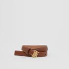 Burberry Burberry Monogram Motif Topstitched Leather Belt, Brown