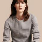 Burberry Burberry Check Knit Wool Blend Sweater, Size: Xl, Grey