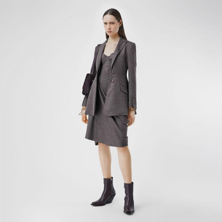 Burberry Burberry Silk Trim Technical Wool Blazer, Size: 08, Grey