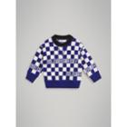 Burberry Burberry Chequer Jacquard Merino Wool Sweater, Size: 14y, Blue