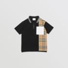 Burberry Burberry Childrens Vintage Check Panel Cotton Zip-front Polo Shirt, Size: 14y