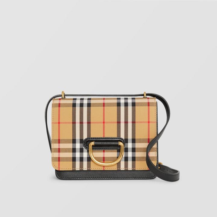 Burberry Burberry The Small Vintage Check And Leather D-ring Bag, Black