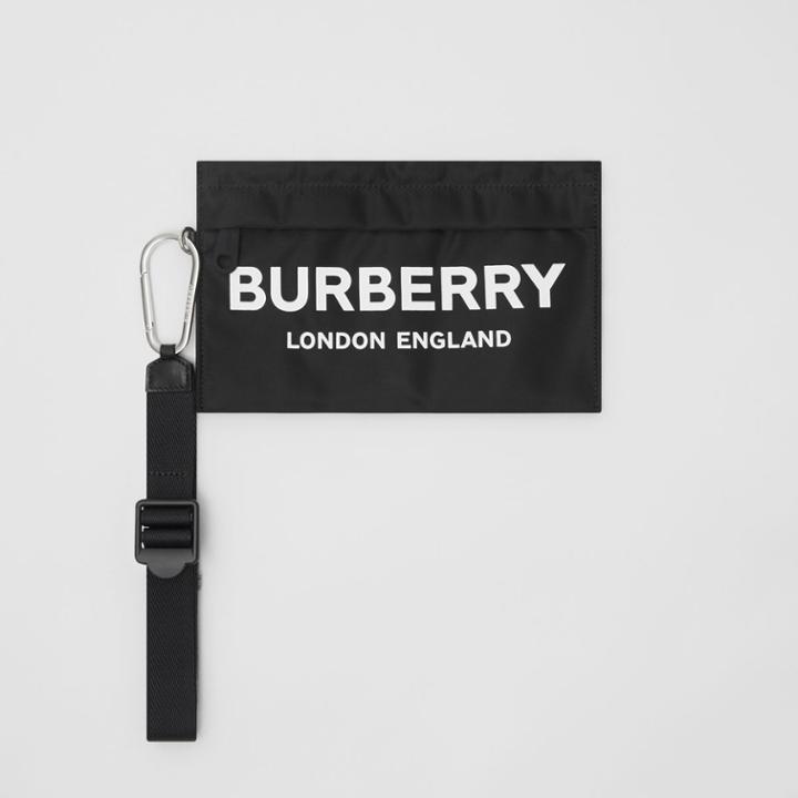 Burberry Burberry Logo Print Nylon Zip Pouch, Black