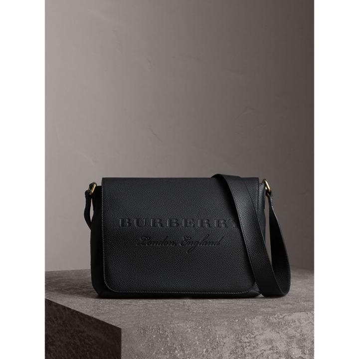 Burberry Burberry Medium Embossed Leather Messenger Bag