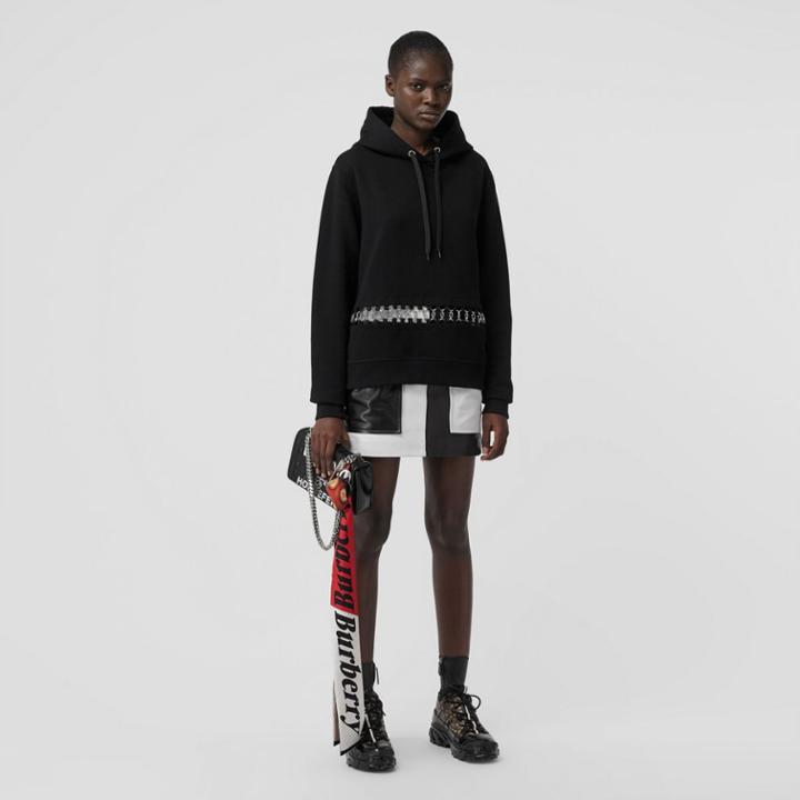 Burberry Burberry Ring-pierced Cotton Oversized Hoodie, Black