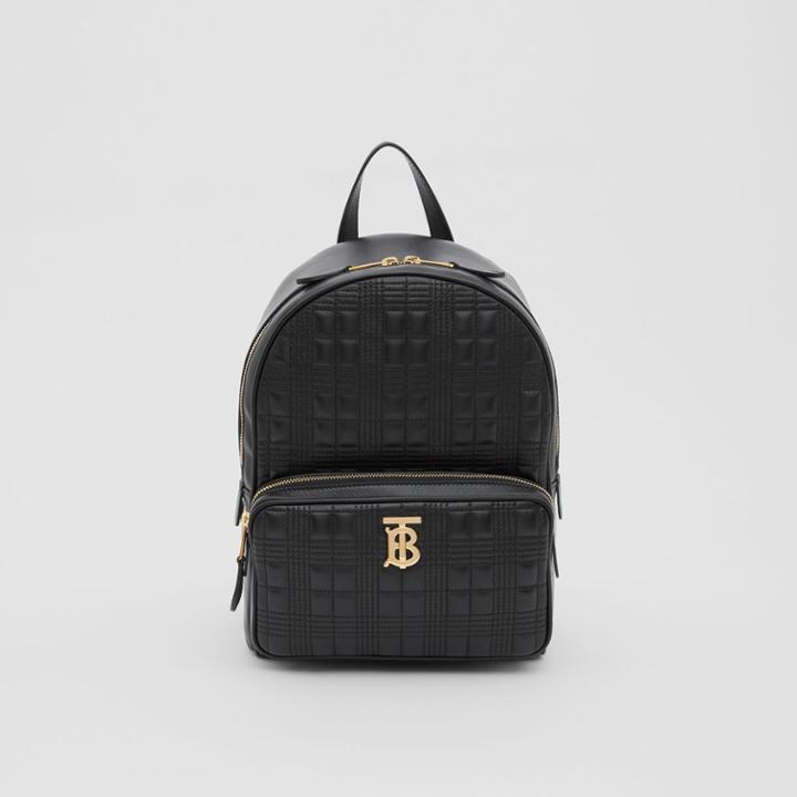 Burberry Burberry Quilted Check Lambskin Backpack, Black