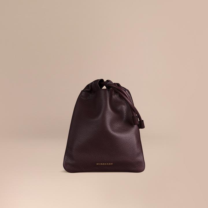 Burberry Burberry Grainy Leather Drawstring Pouch, Red