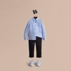 Burberry Burberry Bow Detail Striped Cotton Seersucker Shirt, Size: 14y, Blue