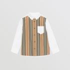 Burberry Burberry Childrens Icon Stripe Panel Stretch Cotton Shirt, Size: 14y, White