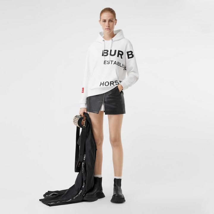 Burberry Burberry Horseferry Print Cotton Oversized Hoodie, Size: L, White