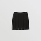 Burberry Burberry Childrens Icon Stripe Detail Wool Blend Pleated Skirt, Size: 10y, Black