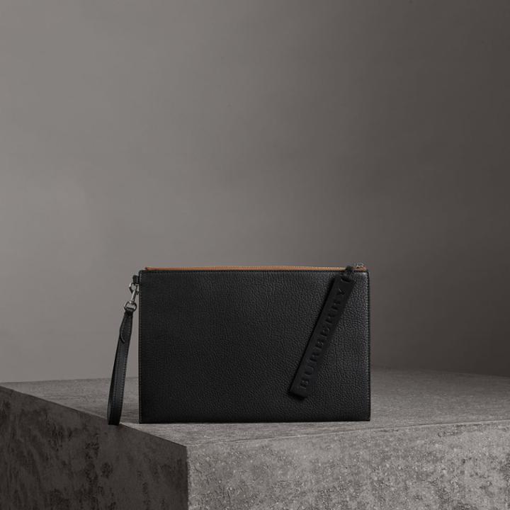 Burberry Burberry Grainy Leather Zip Pouch, Pink