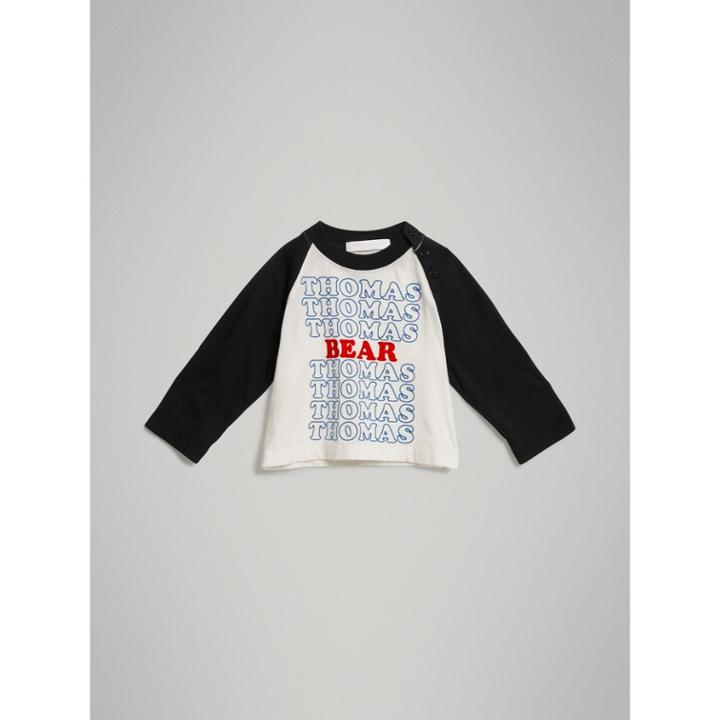 Burberry Burberry Thomas Bear Raglan-sleeve Cotton Top, Size: 18m, White