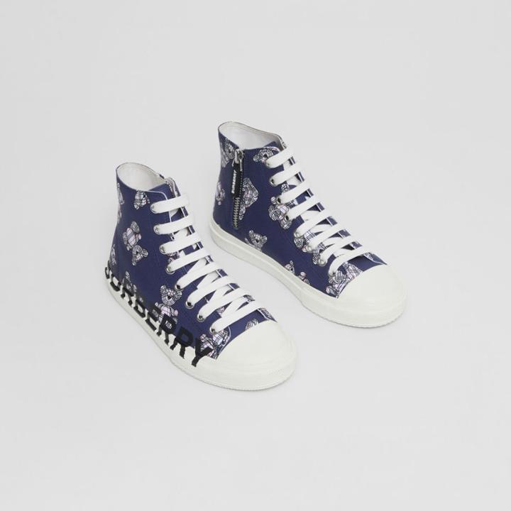 Burberry Burberry Childrens Thomas Bear Print Cotton High-top Sneakers, Size: 7