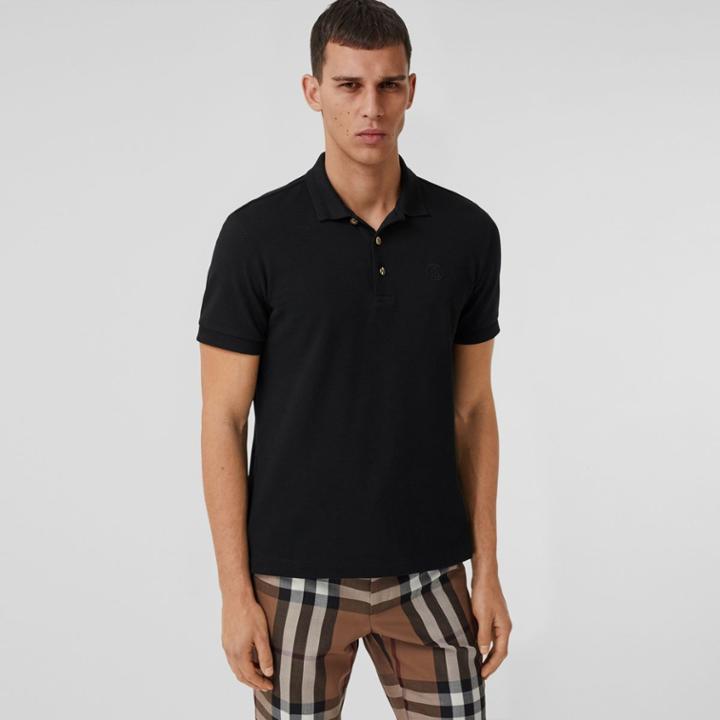 Burberry Burberry Button Detail Cotton Piqu Polo Shirt, Size: M, Black