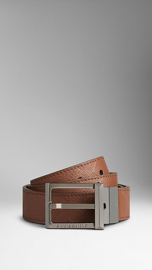 Burberry Reversible Embossed Check Leather Belt