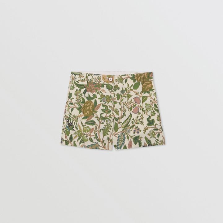 Burberry Burberry Childrens Botanical Print Cotton Tailored Shorts, Size: 12y, Green