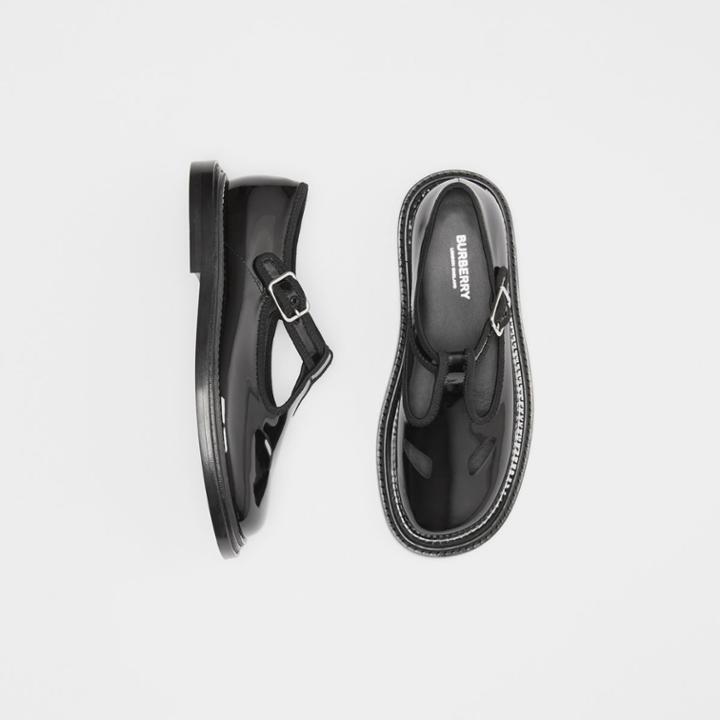 Burberry Burberry Patent Leather T-bar Shoes, Size: 37, Black