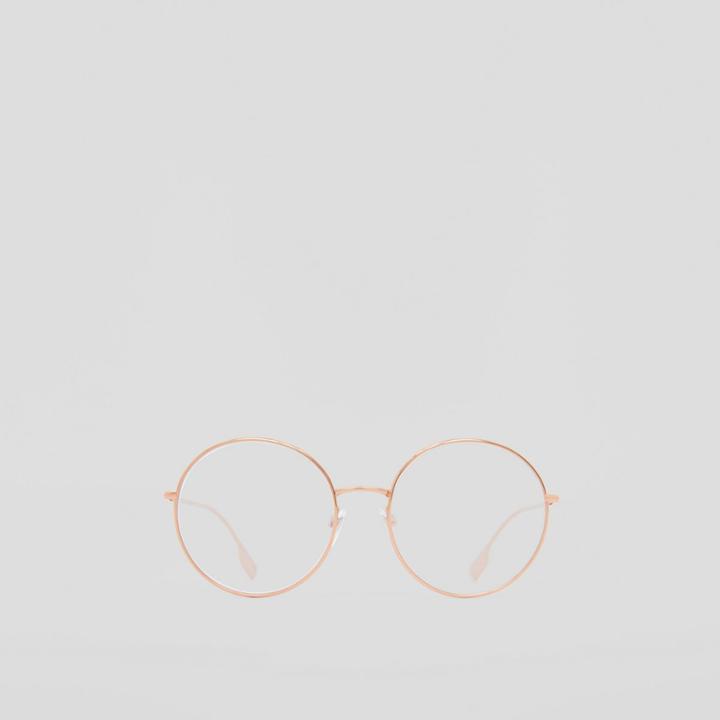 Burberry Burberry Icon Stripe Detail Round Frame Blue Light Glasses
