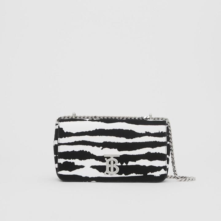 Burberry Burberry Small Watercolour Flock Leather Lola Bag, White