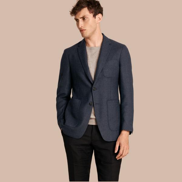 Burberry Modern Fit Wool Cashmere Hopsack Tailored Jacket