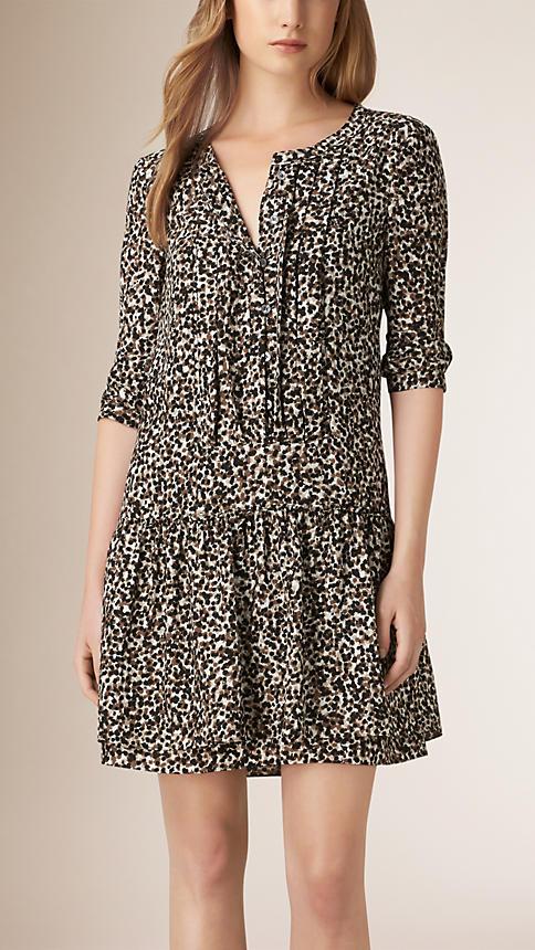 Burberry Brit Graphic Print Textured Silk Dress