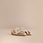 Burberry Burberry Studded Leather And House Check Espadrille Sandals, Size: 39.5, White