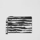 Burberry Burberry Watercolour Print Leather Zip Pouch, Black