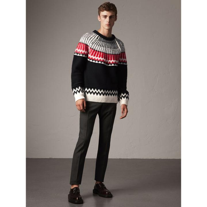 Burberry Burberry Fair Isle Wool Cashmere Sweater, Size: Xxxl