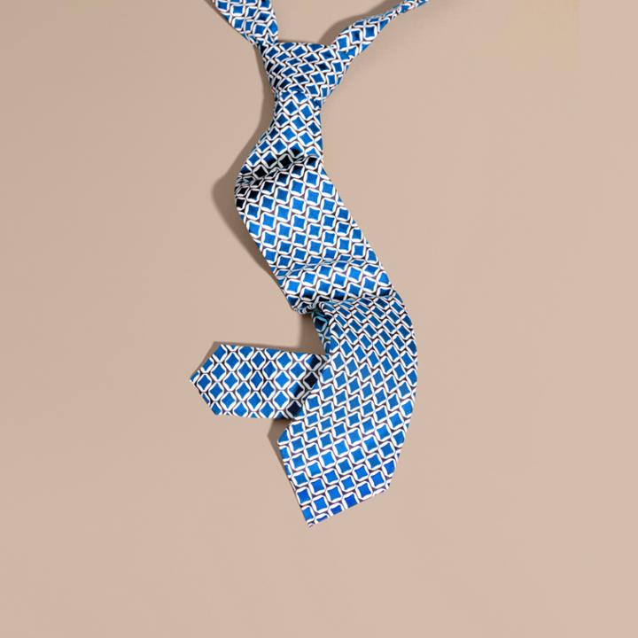 Burberry Burberry Modern Cut Geometric Print Silk Tie, Blue