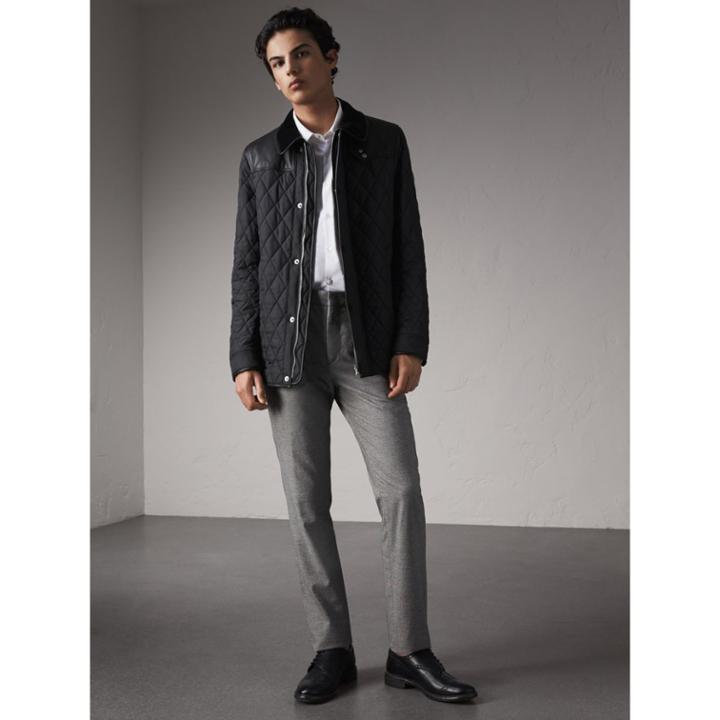 Burberry Burberry Lambskin Yoke Diamond Quilted Jacket, Size: 42, Black
