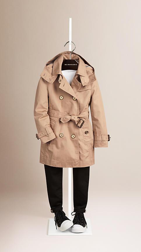 Burberry Cotton Twill Detachable Hood Trench Coat