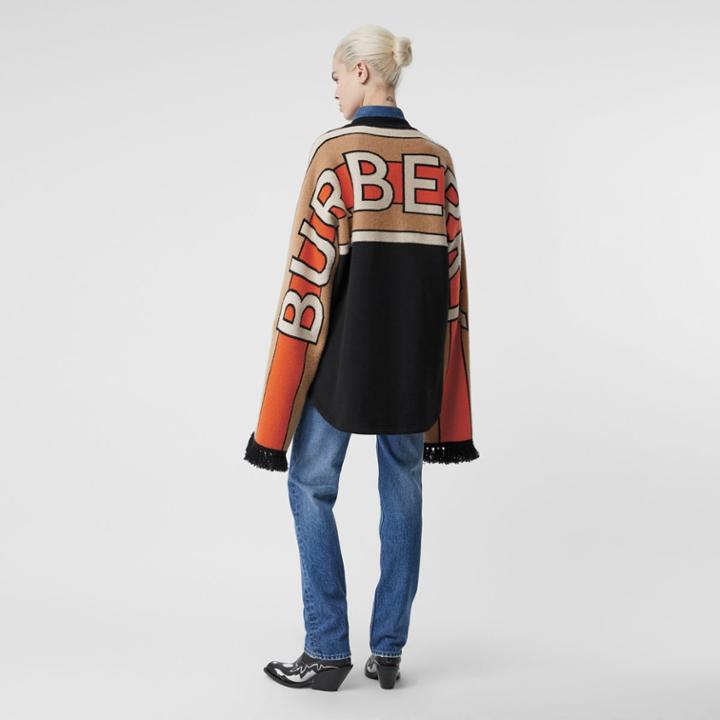 Burberry Burberry Contrast Sleeve Cotton Oversized Top, Size: Xs, Black