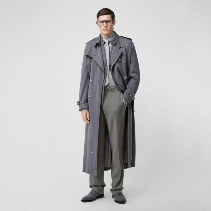Burberry Burberry English Fit Cashmere Silk Jersey Tailored Trousers, Size: 44, Grey